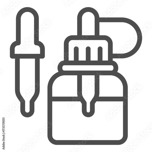 Jar with pipette line icon, vaping concept. Vector graphics. Liquid filler sign on white background, outline style icon for mobile or web design.