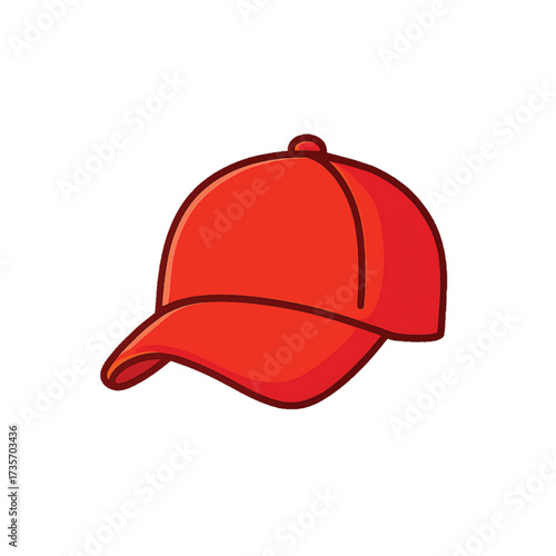 Bold Red Baseball Cap Illustration, Stylish Vector Art for Fashion