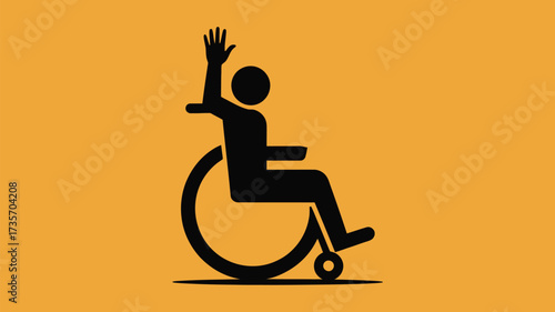 Empowering accessibility, person in wheelchair waving hello with positivity and inclusivity, symbolizing support, hope, and disability awareness, vector art