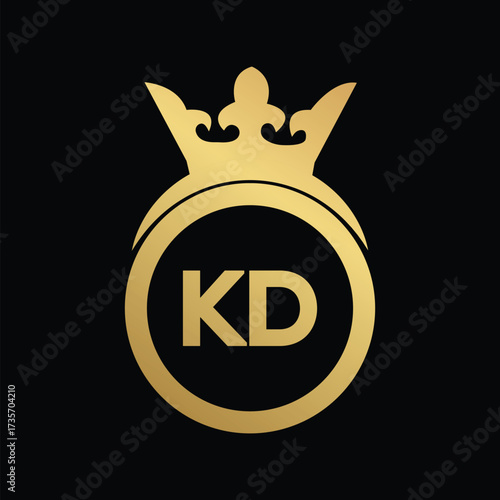 Luxury KD logo design. DK logo design. Crown logo design.