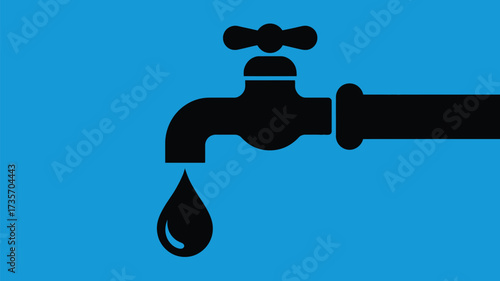 Conserve water with a simple tap dripping, a striking and graphic symbol for environmental awareness and the importance of water conservation efforts