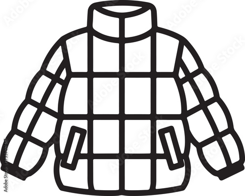 Illustration of puffer jacket outline isolated on white background