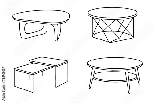 Set of four modern coffee tables