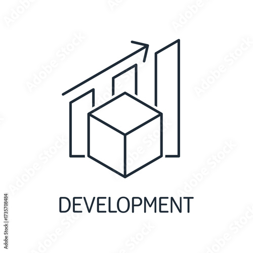 Improvement and continuous product development. Vector linear icon illustration isolated on white background.
