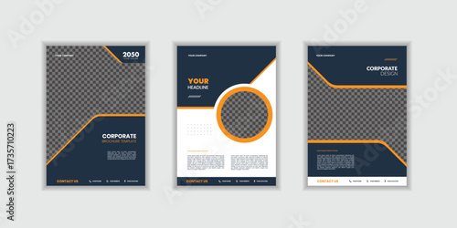 orange Annual report brochure flyer design template, Leaflet, presentation book cover templates.