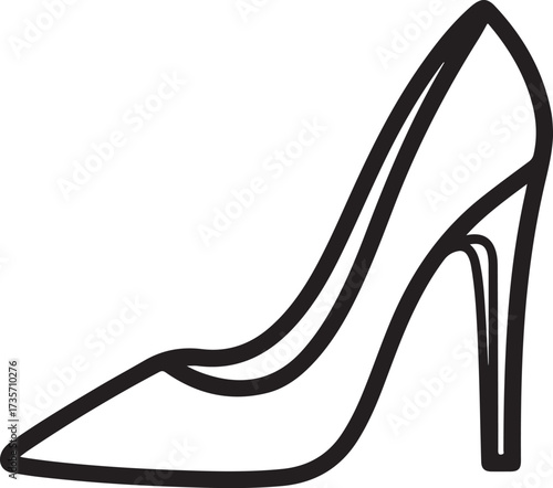 Illustration of outline of a high heel shoe isolated on white background