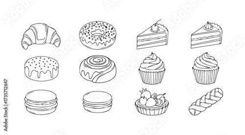Vector art of pastry icon set