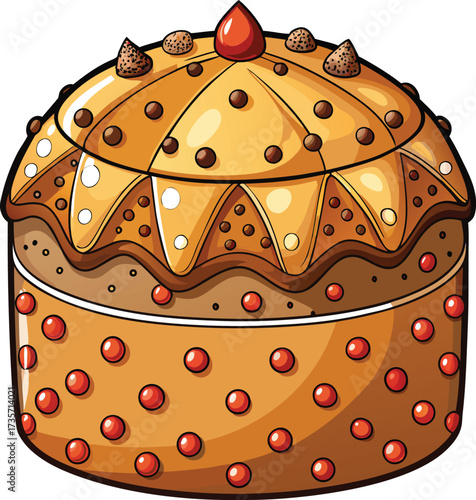 Christmas Panettone Celebration decorated bread with golden glaze and almonds
