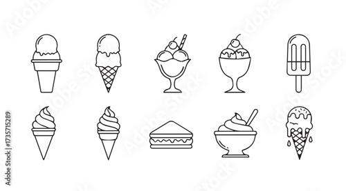 Vector art of ice cream line drawing