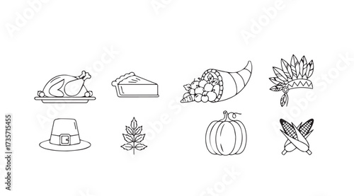 Vector art of thanksgiving line drawing