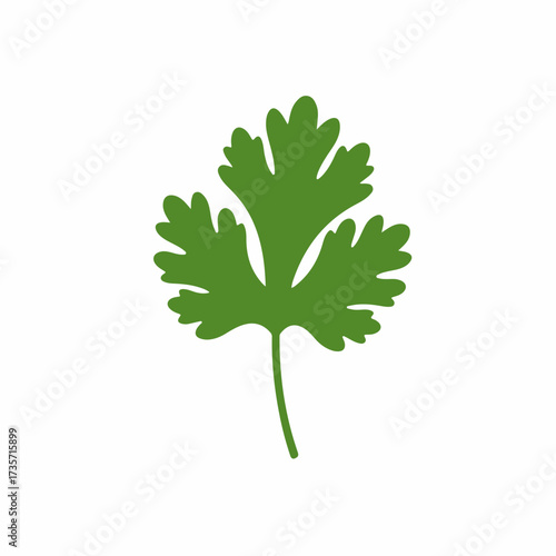 Simple Flat Style Single Cilantro Herb Leaf Culinary Ingredient Icon