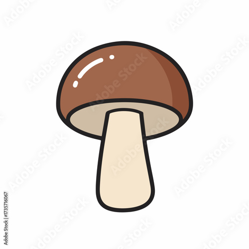 Cute Handdrawn Brown Mushroom Culinary Ingredient Food Flat Illustration