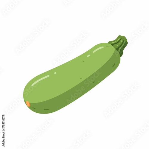 Cute Cartoon Style Green Zucchini Vegetable Healthy Food Illustration