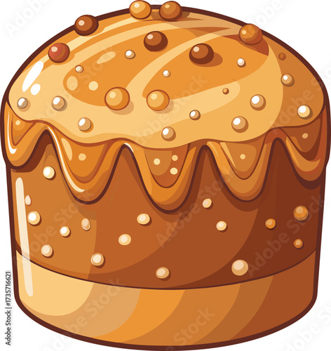 Christmas Panettone Celebration round bread with yellow decoration and candied peel