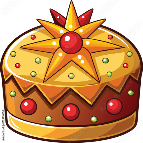 Christmas Panettone Celebration decorated panettone with red berries and green leaves