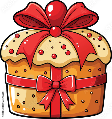 Christmas Panettone Celebration traditional golden bread with almond decoration