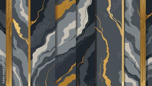 Close-up image of a dark brown marble wall, emphasizing the elegant patterns and deep hues of the stone..eps