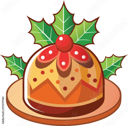 Christmas Panettone Celebration festive bread with green icing and fruit topping