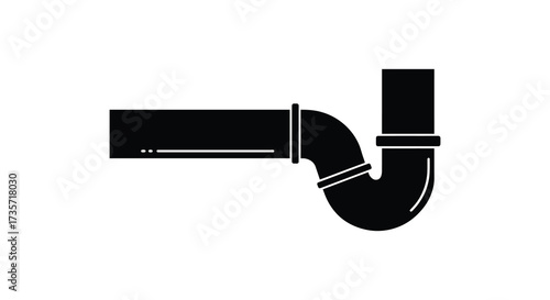 Simple black and white illustration of a plumbing p trap design