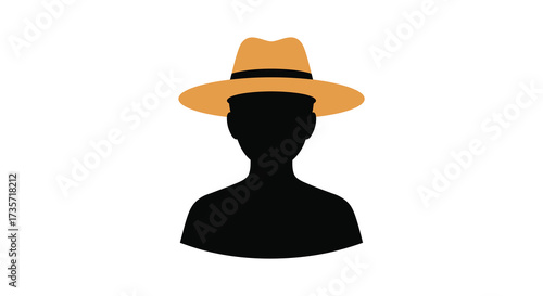 Silhouette of a person wearing a light brown fedora hat