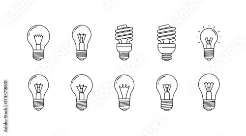 Vector art of light bulbs on white