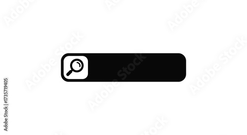 Simple black search bar icon with magnifying glass symbol displayed
