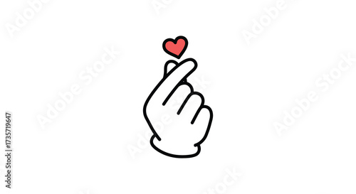 A simple illustration of a hand making a heart shape with fingers