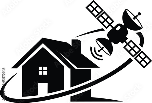 Home Satellite Communication Technology Vector Icon