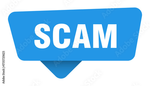 scam sticker. scam blue sign isolated on transpatent background