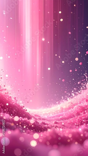 Abstract dreamy pink and purple vertical background with light streaks and bokeh effect