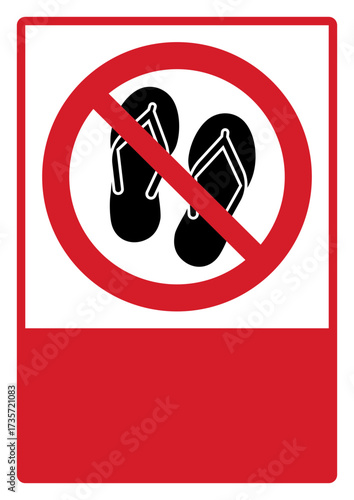  prohibition_safety signs_version 2_no open toed footwear, thongs or sandals_your custom message here_portrait_size a4/a3/a2/a1	 
