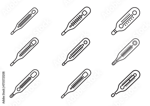Medical thermometer line art vector