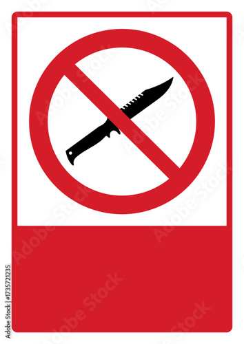 prohibition_safety signs_version 2_no sharp weapons_your custom message here_portrait_size a4/a3/a2/a1	 
