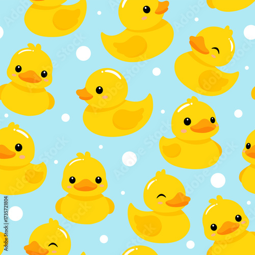 Cute rubber ducky seamless pattern 