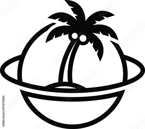 Palm Tree Island Logo Design for Travel or Vacation