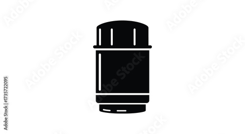 Simple black and white illustration of a deodorant stick container