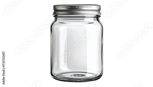 Empty jar isolated on transparent background for culinary, storage, and decorative design projects featuring clear glass and modern kitchenware 