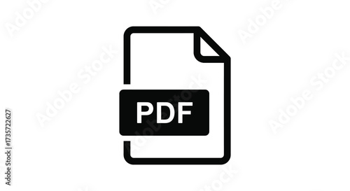 Simple black and white icon depicting a pdf document file format