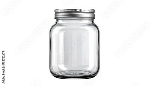 Empty jar isolated on transparent background for culinary, storage, and decorative design projects featuring clear glass and modern kitchenware 