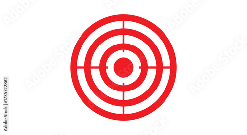 A red target with concentric circles and a white crosshair design