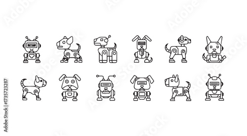Vector art of robot dog line art