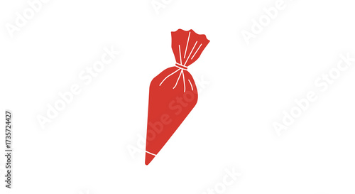 A simple red pastry bag illustration with a tied top design