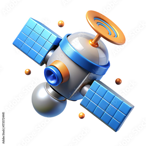 Wallpaper Mural Cartoon Satellite Orbiting Space Station Model with solar panels Illustration Torontodigital.ca