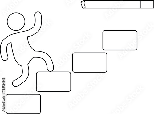 icon of a person climbing stairs and icon of a cigarette