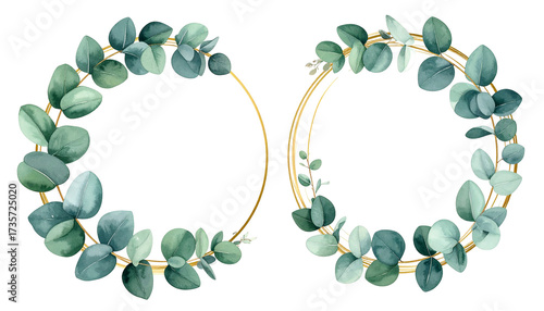 Eucalyptus wreaths in gold rings