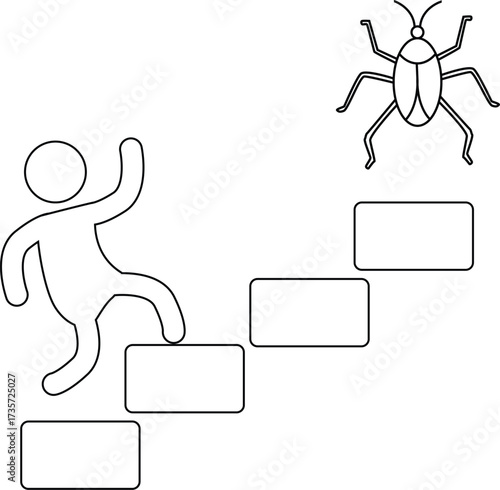 icon of a person climbing a ladder and icon of an insect