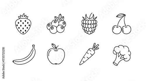 Vector art of fruits and vegetables