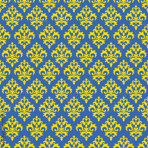 Deep blue backdrop accented by vivid yellow elements in a precise, orderly arrangement, delivering a sense of luxury and energy through bold color contrast.