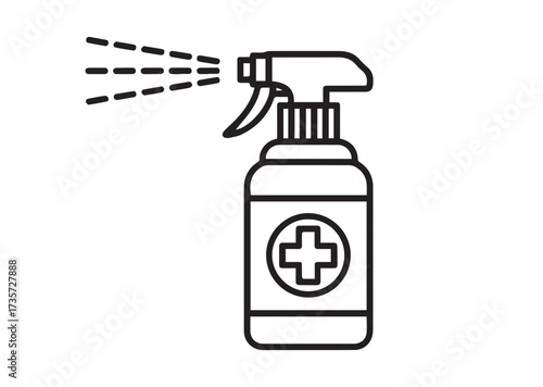 Antiseptic medical spray line art vector