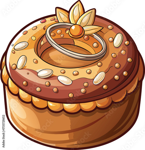 Christmas Panettone Celebration festive bread with green decoration and candied fruit